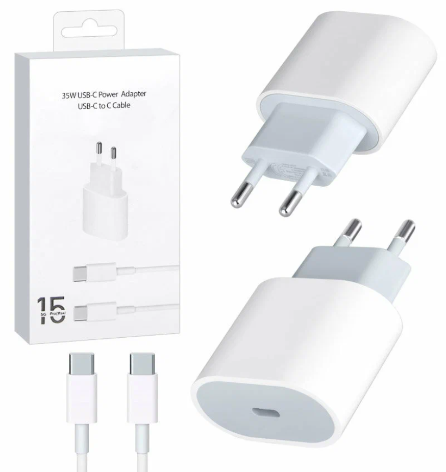 Зарядное устройство для iPhone 15 iPhone 15 Plus iPhone 15 Pro iPhone 15 Pro Max / Адаптер питания 35W + кабель USB Type-C - USB Type-C в комплекте