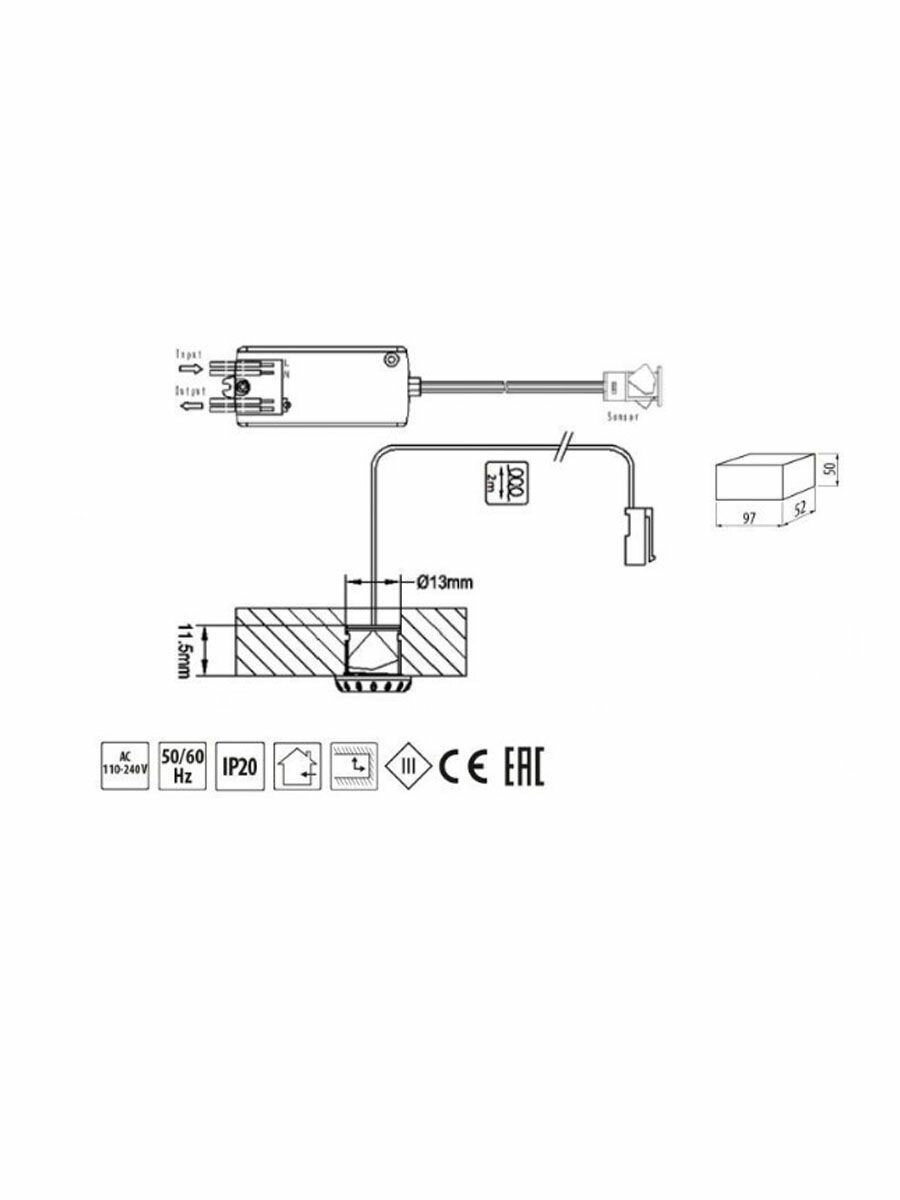 Выключатель бесконтактный динамический 100-240V GTV - фото №5