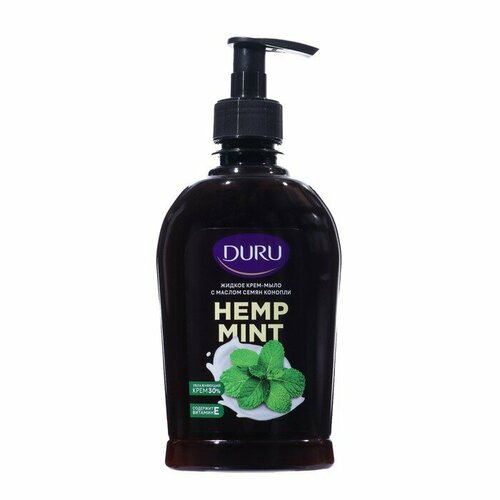 Крем-мыло жидкое DURU Hemp Mint c маслом семян конопли, 300 мл крем для глаз с маслом из листьев конопли okolo feather eye cushion 16 мл