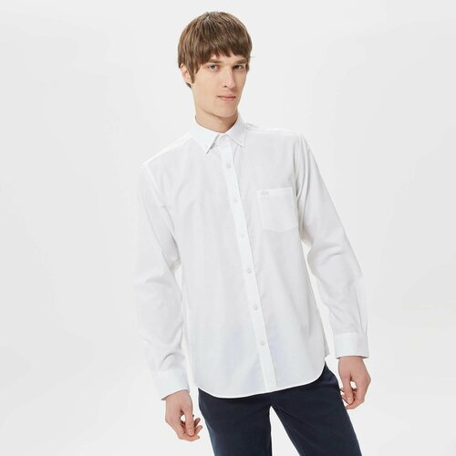 men s button short sleeve casual summer turn down collar striped regular fit beach shirt Рубашка LACOSTE, размер T39, белый