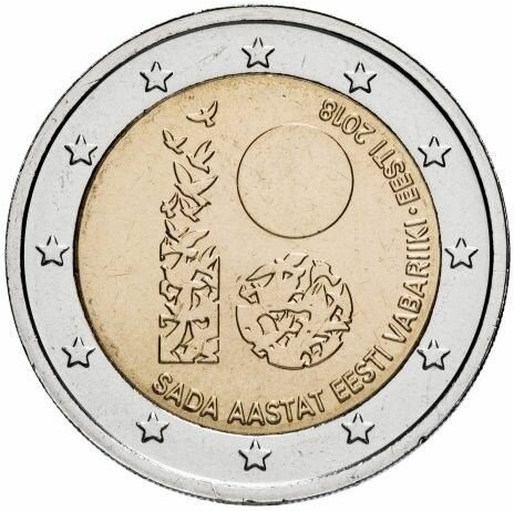 Эстония 2 евро 2018 год 100 лет Эстонии UNC