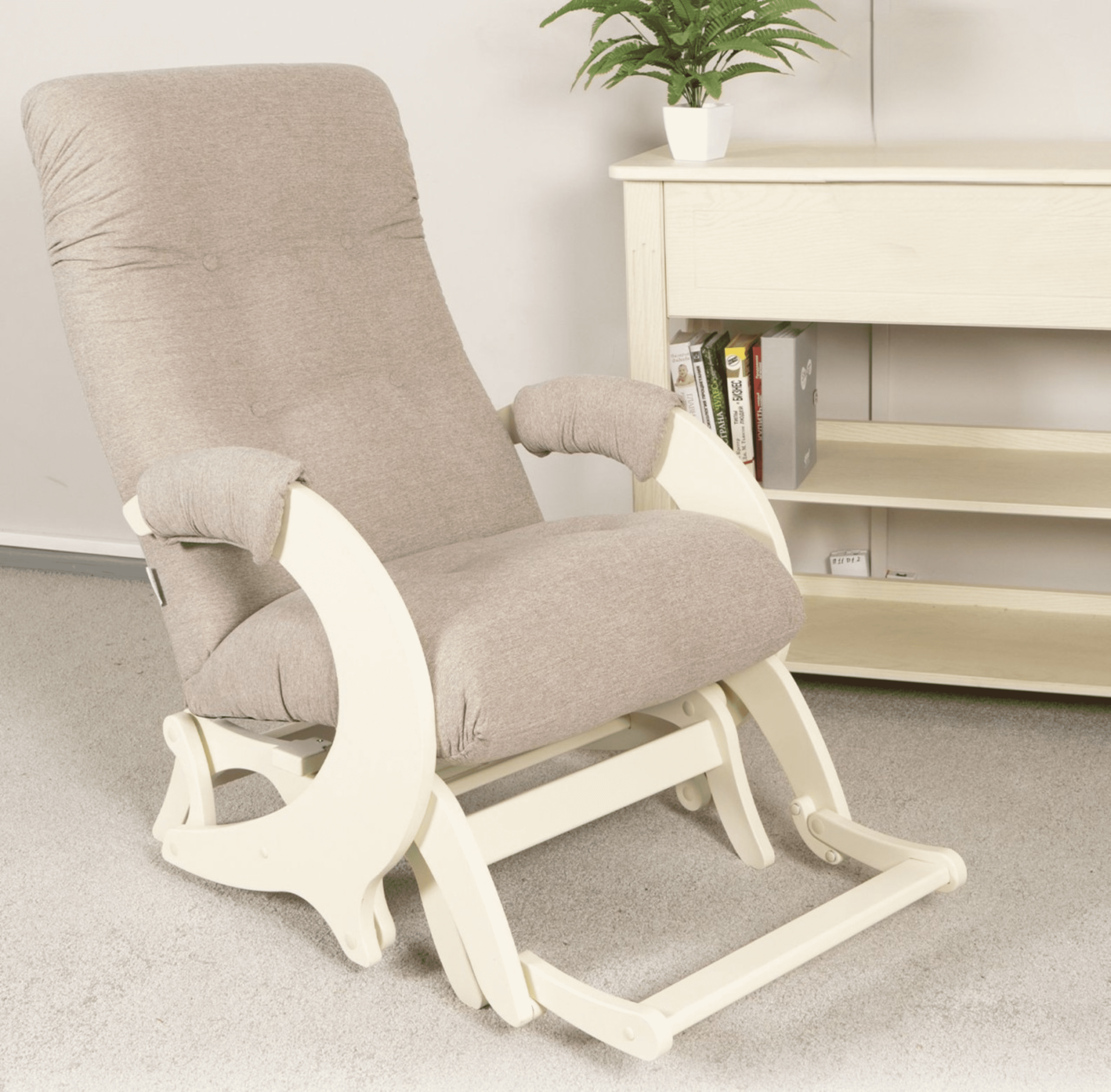 Кресло-качалка с маятниковым механизмом для дома и дачи Glider Стронг, цвет бежевый