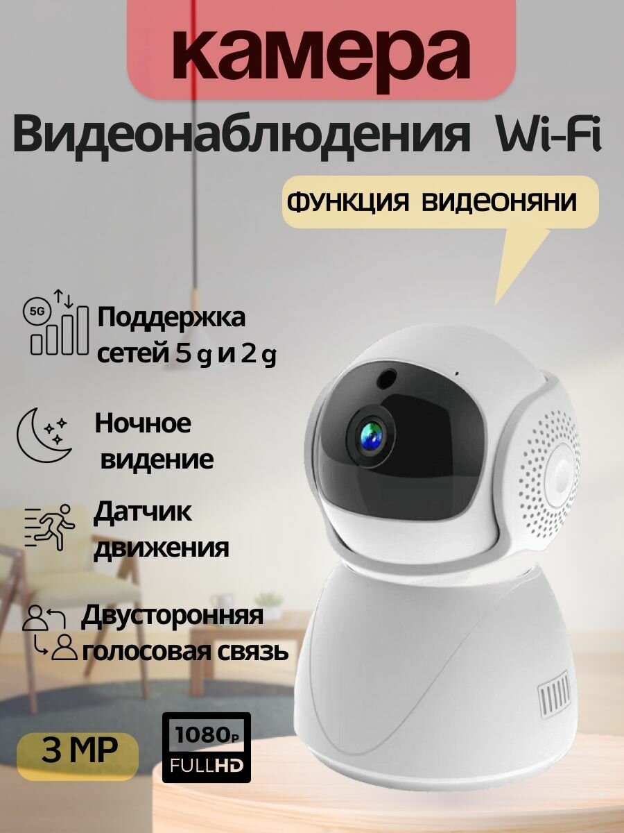 Видеоняня камера видеонаблюдения домашняя Wi-Fi