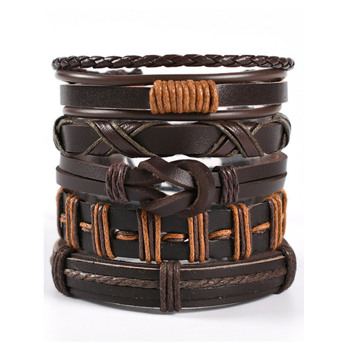фото Комплект браслетов браслеты · baka&ded, 5 шт., размер 23 см, коричневый