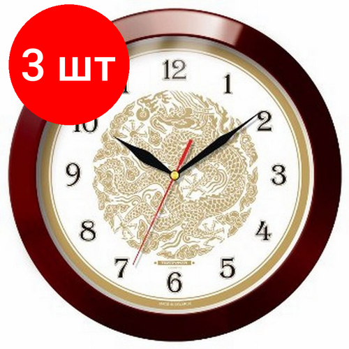 Комплект 3 штук, Часы настенные Troyka 11131190 круг плав. ход пластик