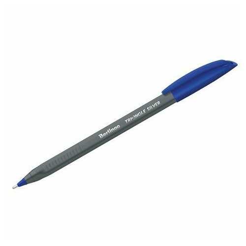 Ручка шариковая Berlingo Triangle Silver синяя, 1,0мм, трехгран.