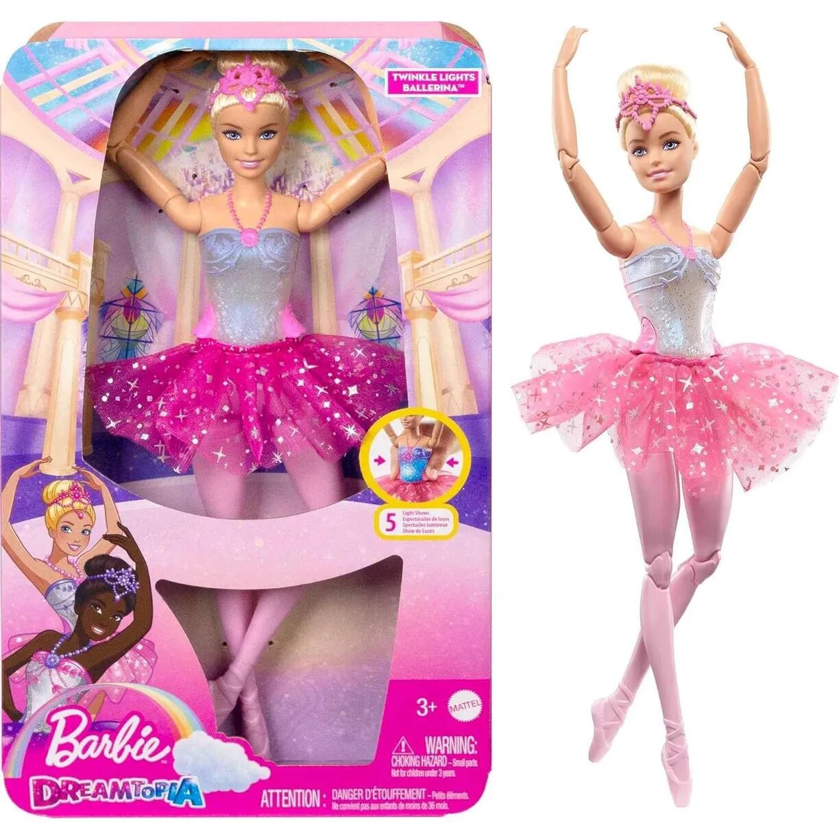Кукла Barbie Dreamtopia - Барби Балерина Magic Lights Doll Blonde HLC25