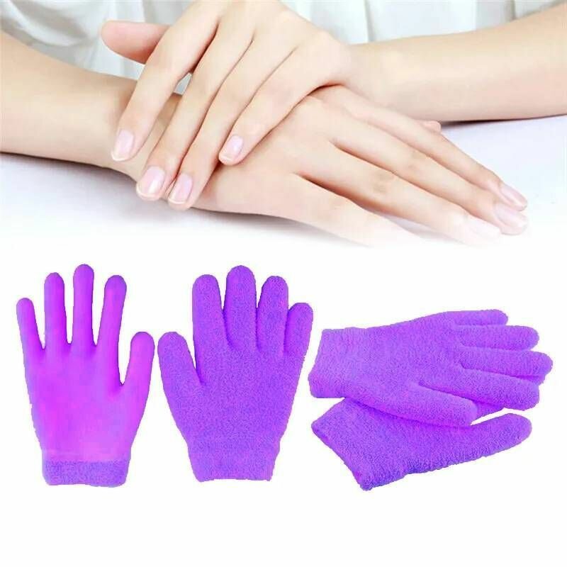Косметические увлажняющие спа-перчатки гелевые многоразовые, цвет фиолетовый
