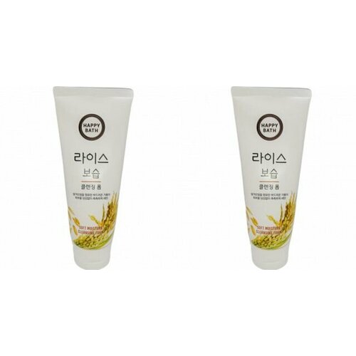 HAPPY BATH Пенка для лица очищающая увлажняющая с маслом рисовых отрубей, 200 мл, 2 шт