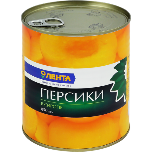 Персики лента половинки в сиропе, 850мл