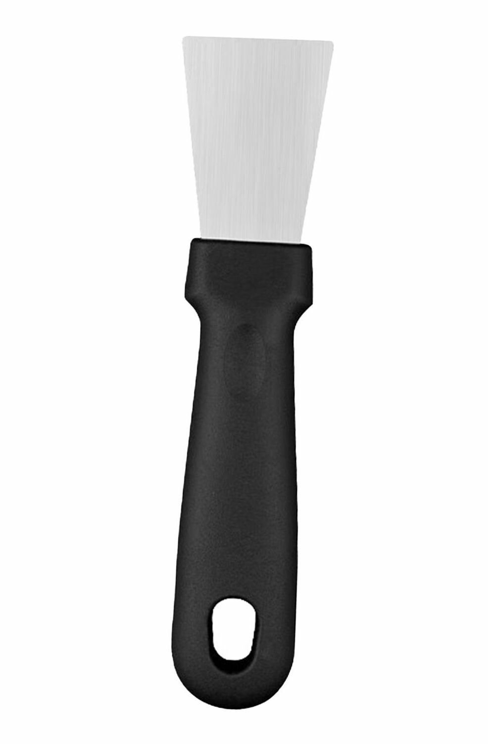 фото Скребок кухонный прямой (скребок для удаления нагара, шпатель для чистки поверхностей), нержавеющая сталь, 16.3 см, цвет черный