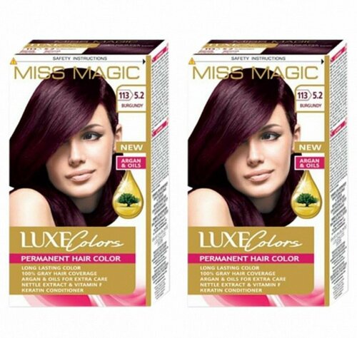 MISS MAGIC Краска для волос Luxe Colors, тон 113/5.2 Бургунд, 108 мл, 2 штуки/