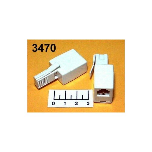 Переходник телефонный штекер 6P6C (RJ-12)/гнездо 4P4C (RJ-9) линейный