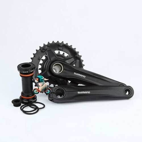 система shimano acera fc mt210 36 22t 2x9 скоростей 170мм интегрированный вал с кареткой bsa черная Система шатунов с кареткой МТ500, FC-MT210, 36х22T, 170 мм, Hollowtech 2, BSA, Shimano FC-MT210, 36х22T