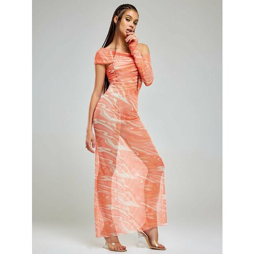 Платье ALZA, размер 42, оранжевый женское длинное мусульманское платье элегантное модное платье дубай с длинным рукавом и v образным вырезом длинное платье в мусульманском
