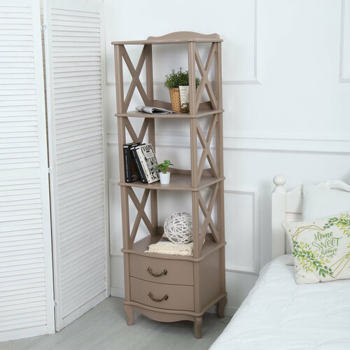 Этажерка K-home Джульетта-3, МДФ, с выдвижными ящиками и открытыми полками, цвет мокко