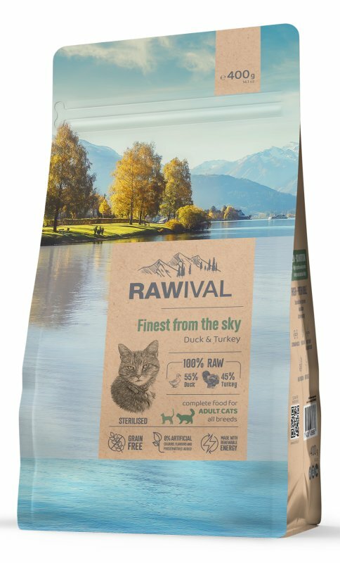 Rawival "Finest from the Sky" с уткой и индейкой сухой корм для стерилизованных кошек 400гр - фотография № 12