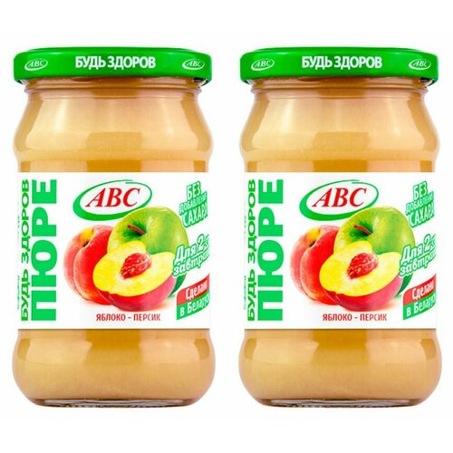 АВС Пюре яблочно-персиковое, 280 г, 2 шт пюре детское из яблок и персиков беллакт 100г х 12 шт