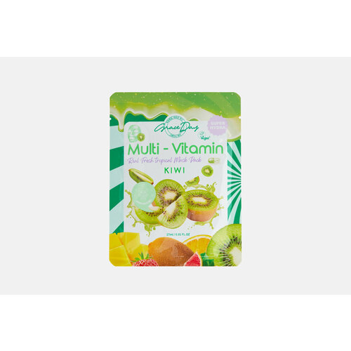 Тканевая маска для лица Grace Day, Multi-Vitamin Kiwi Mask Pack тканевая маска для лица grace day multi vitamin grape fruit mask pack 1 шт