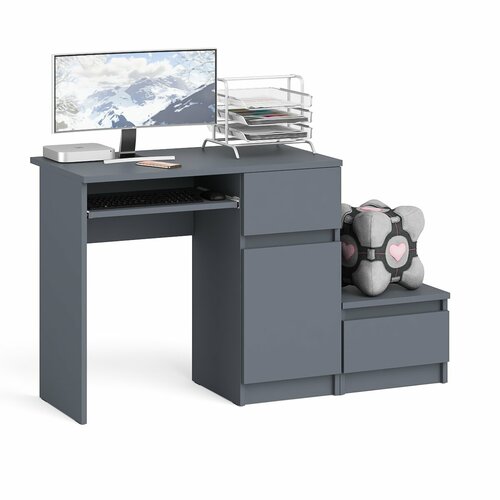 Компьютерный стол СВК Мори МС-1 правый с тумбой графит 1304х50х766 см не ун сб 9230₽