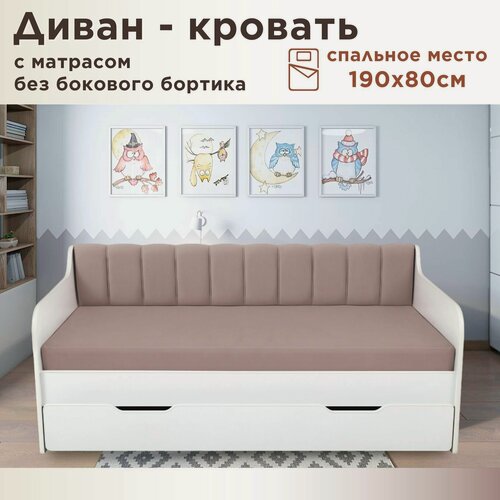 Изображение товара Кровать детская Сити 190х80 см velutto 11 пыльная сирень кровать+матрас