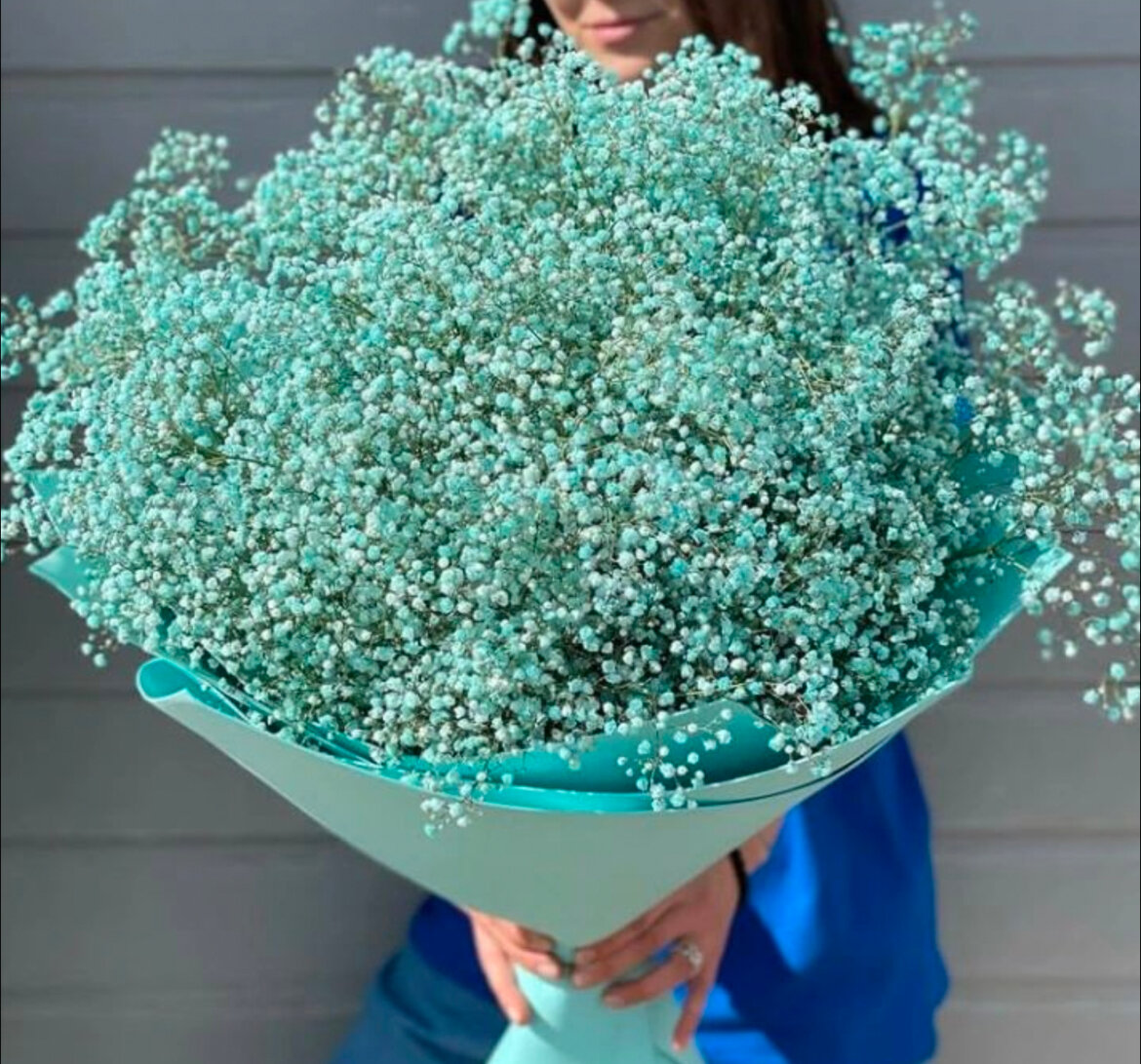 Премиум букет из голубых гипсофил, цветы премиум, шикарный, красивый букет цветов, гипсофилы.