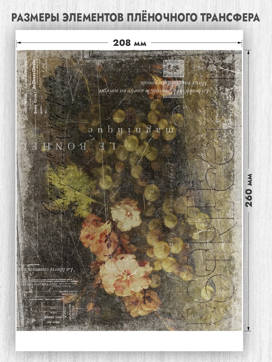 Трансфер для декупажа переводной рисунок для поверхностей винтажный 018 (А4)