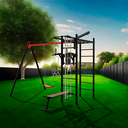 Уличный спортивно-игровой комплекс Sv Sport У3182 (ступени Чёрные / Подвесы для качелей на подшипниках 1 комп.)