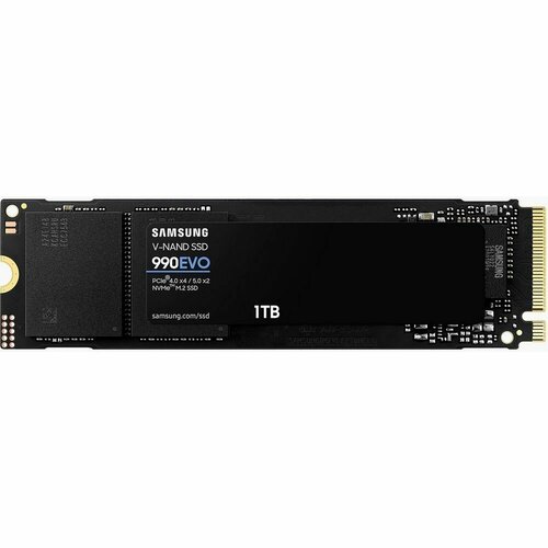 Твердотельные диски SSD M.2 (PCI-E NVMe 2.0 Gen 4.0 x4) 1Tb Samsung 990 EVO 1year (MZ-V9E1T0BW) накопитель ssd samsung 970 evo plus m 2 2280 mz v7s500bw 500гб pci e x4
