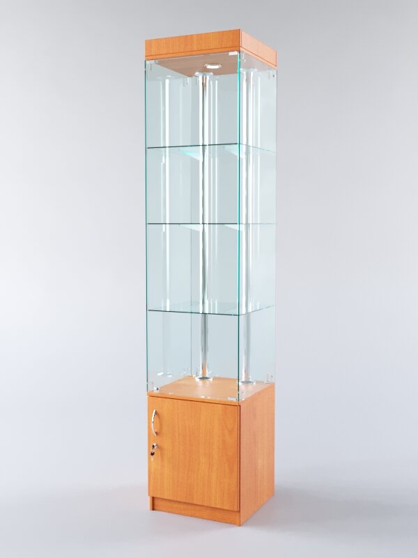 Витрина "хайтек" №3-1 (задняя стенка - стекло), Вишня 45 x 45 x 210 см