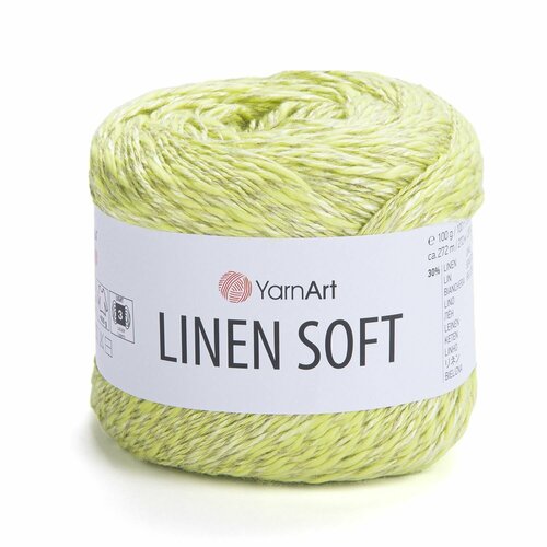 фото Пряжа linen soft yarnart, св. салат - 7311, 30% лен, 36% вискоза, 34% хлопок, 4 мотка, 100 г, 272 м. alize