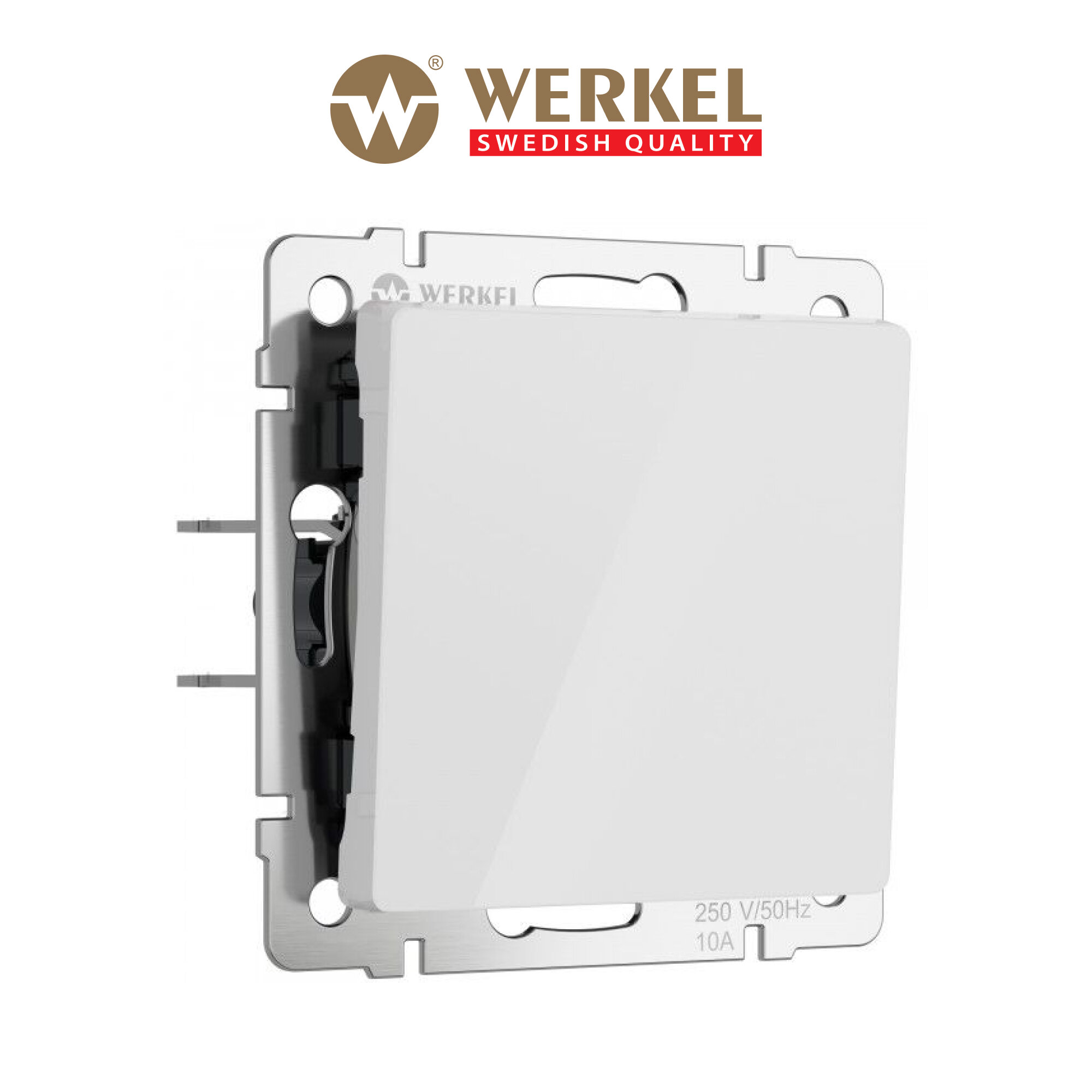 Выключатель одноклавишный Werkel W1110041, цвет белый акрил, IP20