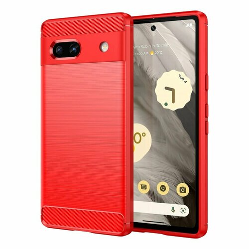 Накладка силиконовая для Google Pixel 7A под карбон и сталь красная накладка силиконовая для google pixel 4 под карбон и сталь красная