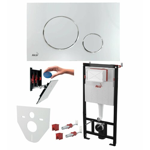 Alcaplast Set 4v1 Инсталляция с Хромированной клавишей смыва +крепеж + прокладка AM101/1120-4:1 RU M671-0001