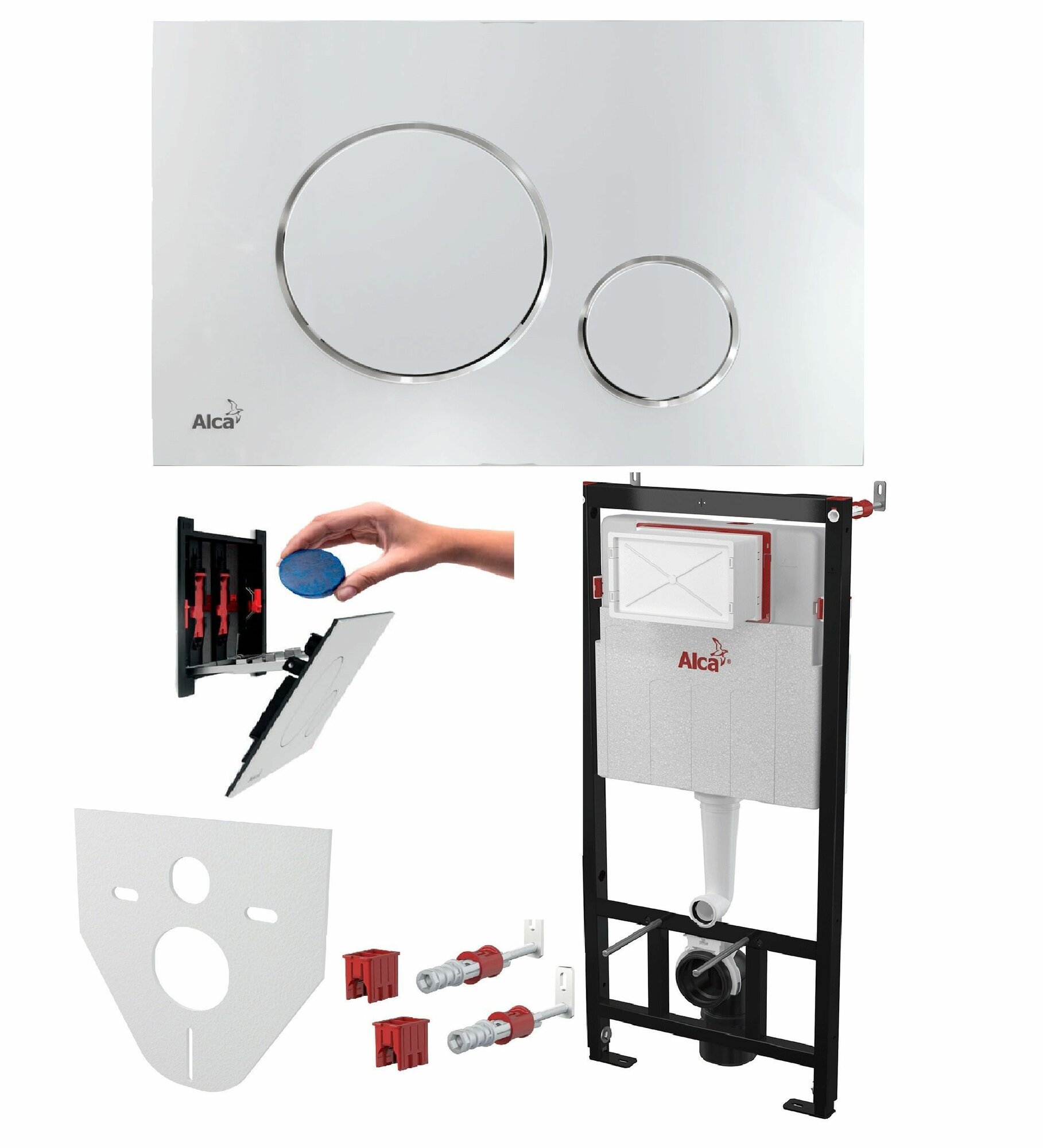 фото Комплект Alcaplast Set 4v1 для установки унитаза с шумоизоляцией с панелью смыва белой, AM101/1120-4:1 RU M670-0001