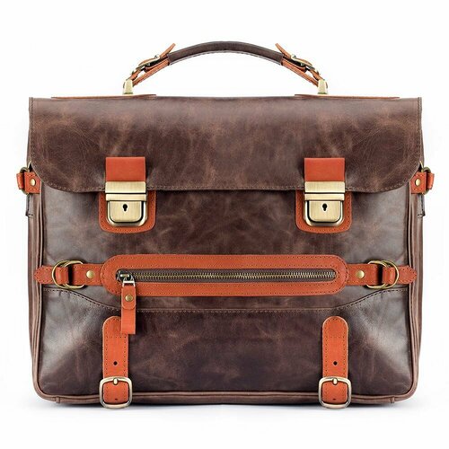 Портфель Кожинка, фактура матовая, темно-коричневый