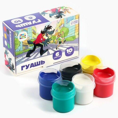 Гуашь 6 цветов по 10 мл Ну погоди Союзмультфильм 347₽