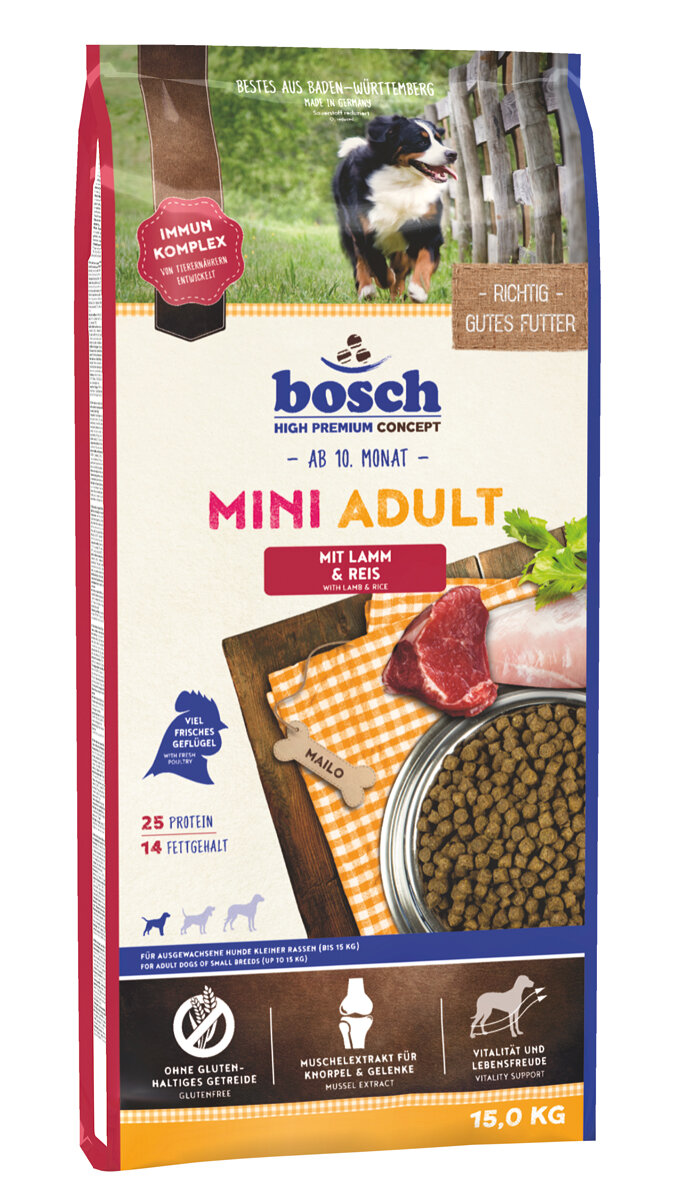 Bosch Adult Mini Lamb&Rice Сухой корм для собак мелких пород Ягненок и Рис 15кг