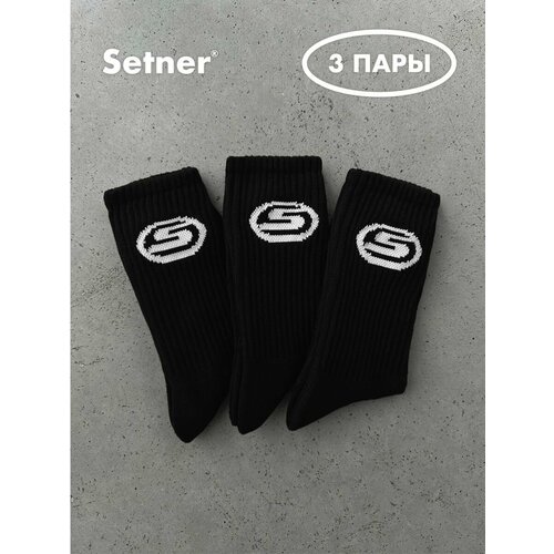 фото Носки setner, комплект, 3 пары, размер 34,5-38.5, черный