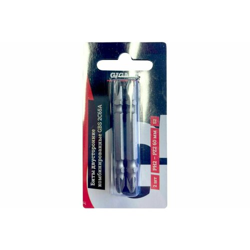 Биты двусторонние комбинированные 2 шт PH2-PZ2 60 мм S2 Gigant GBS 2C65A 450₽