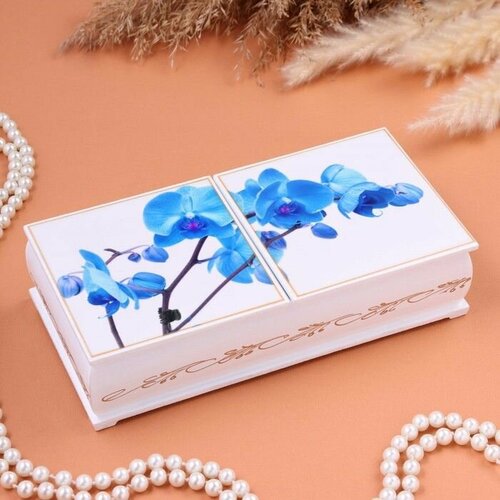 Шкатулка Голубая орхидея белая 206 х 102 х 5 см двойная лаковая миниатюра 1966₽