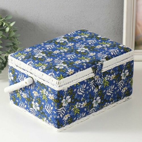 Шкатулка для рукоделия Полевые цветы на синем 19х26х145 см 3814₽