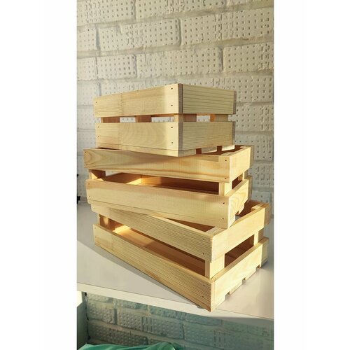 Набор 3 ящика деревянных для декора подарков 34х20х12 см