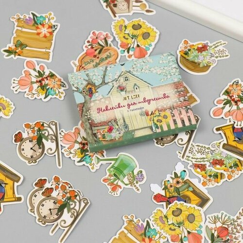 Наклейки для творчества Садовые цветы тиснение золото набор 48 шт 9х7х08 см 480₽