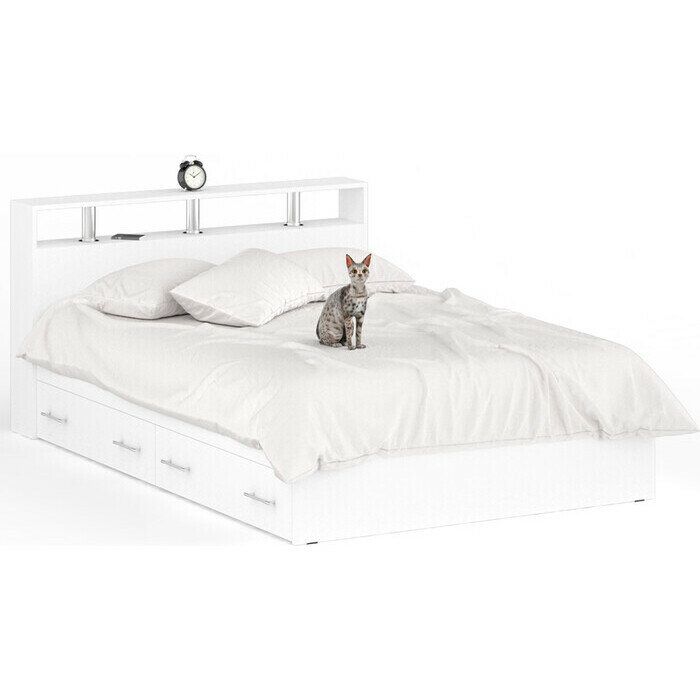 фото Кровать СВК Камелия 140х200 с ящиками, белый (1022175)