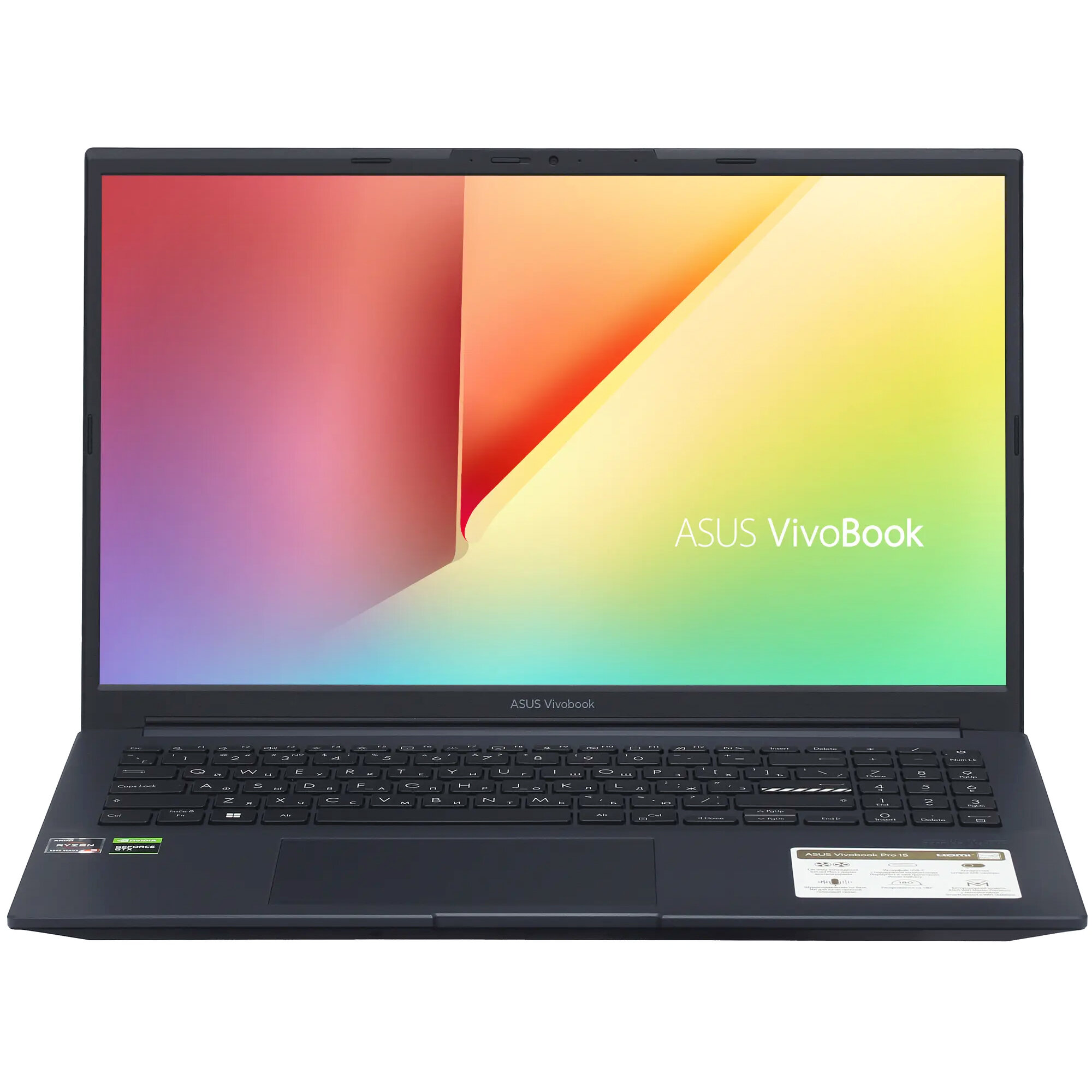 Ноутбук ASUS VivoBook Pro 15 (M6500QH-HN034), 15.6" IPS FHD 144Hz, Ryzen 5 5600H X6, DDR4 8Gb, SSD 1Tb, GTX 1650 4Gb, Win11, Синий