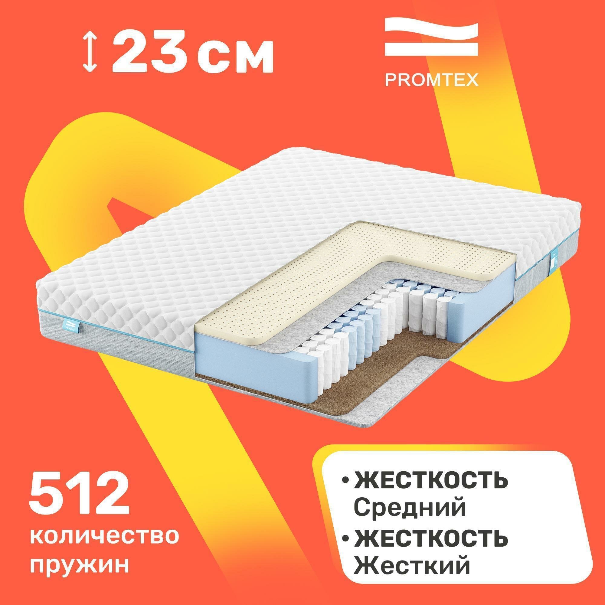 Матрас с независимыми пружинами PROMTEX Soft 18 Combi 140x200