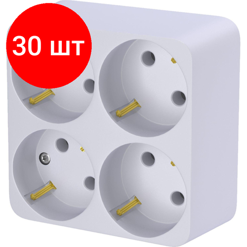 Комплект 30 штук Разветвитель четверник фотон АМ 16-4Е16А4000Вт с заземлением 18814₽