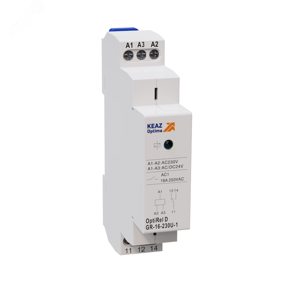 Реле промежуточное КЭАЗ OptiRel GR-08-230U-3, модульное, 8A, 230V, DIN-рейка
