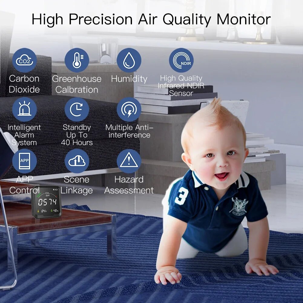 Изображение MOES Умный детектор CO2 3 в 1, Wifi version